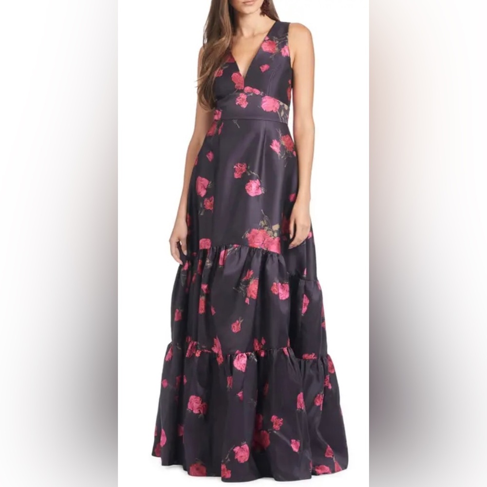 NWT $995 Sachin Babi size 18W Rori Gown in Malbec Tea Blooms $599